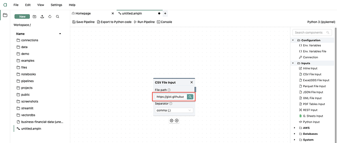 Add a file to the CSV Input