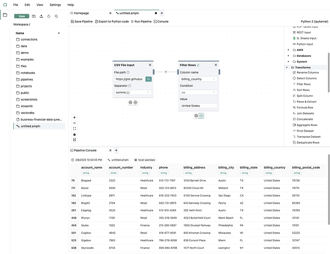Configure Filter and execute component